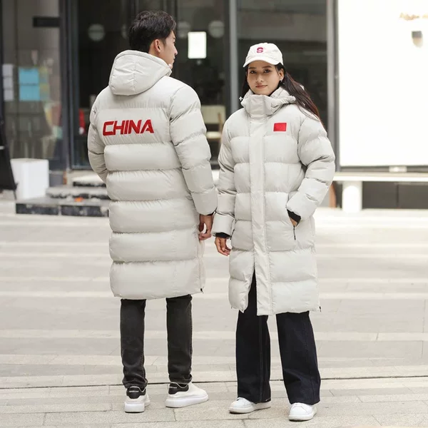 Sports Cotton Coat for Men, Chinese Team Sports Cotton Coat for Women, Track and Field Swimming Training Fleece-Lined Cotton Coat, National Uniform Long Jacket