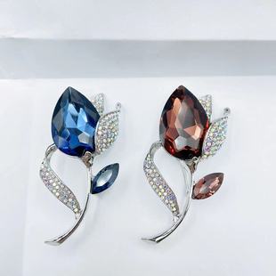 New corsage crystal brooch crystal flower brooch female accessories South Korea luxury elegant pin high-end temperament