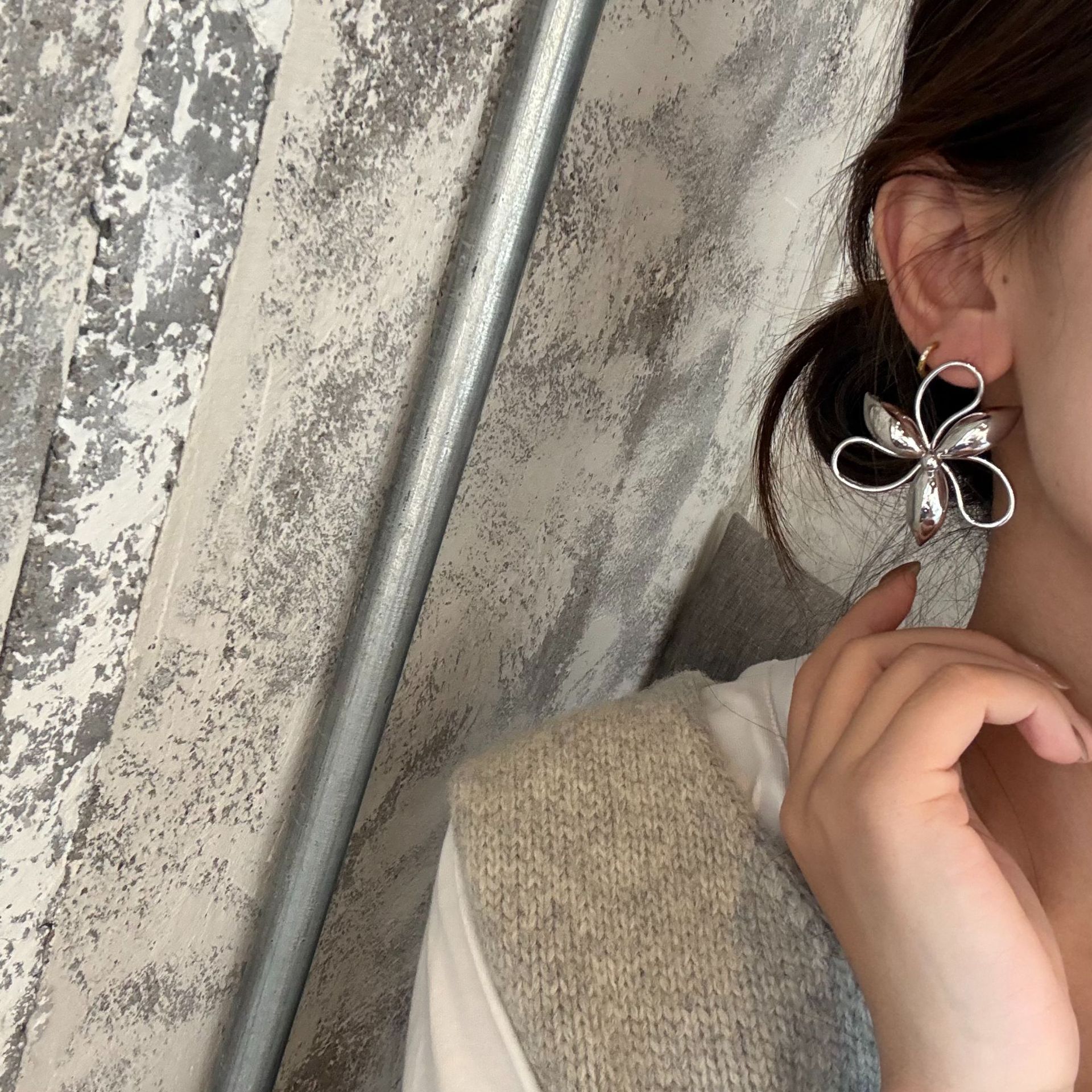 1 Pair Quantity 1 Pair Simple Style Classic Style Flower Plating Copper Ear Studs