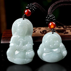 Natural Burmese A-jadeite Guanyin Buddha pendant necklace accessory unisex ice species jade jewelry pendant