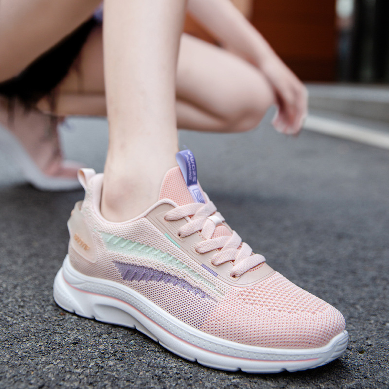 2024 New Spring and Summer Women's Shoes Lightweight Breathable Sneakers Flying Woven All-match Casual Shoes Women's Soft Sole Walking Shoes Trendy
