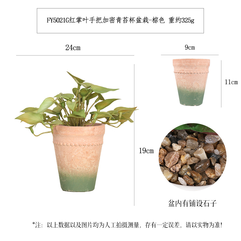 Más de 100 tipos de plantas verdes artificiales de tacto suave pintadas con aerosol y combinaciones de bonsáis de musgo en maceta, plantas artificiales en maceta para exportación, artículos de decoración para el hogar. image 9