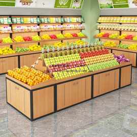 水果货架阶梯式展示架果蔬中岛货架超市梯形陈列货柜多层零食架子