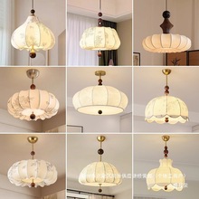 厂家直销法式中古风布艺卧室灯美式复古餐厅吊灯vintage南洋温馨