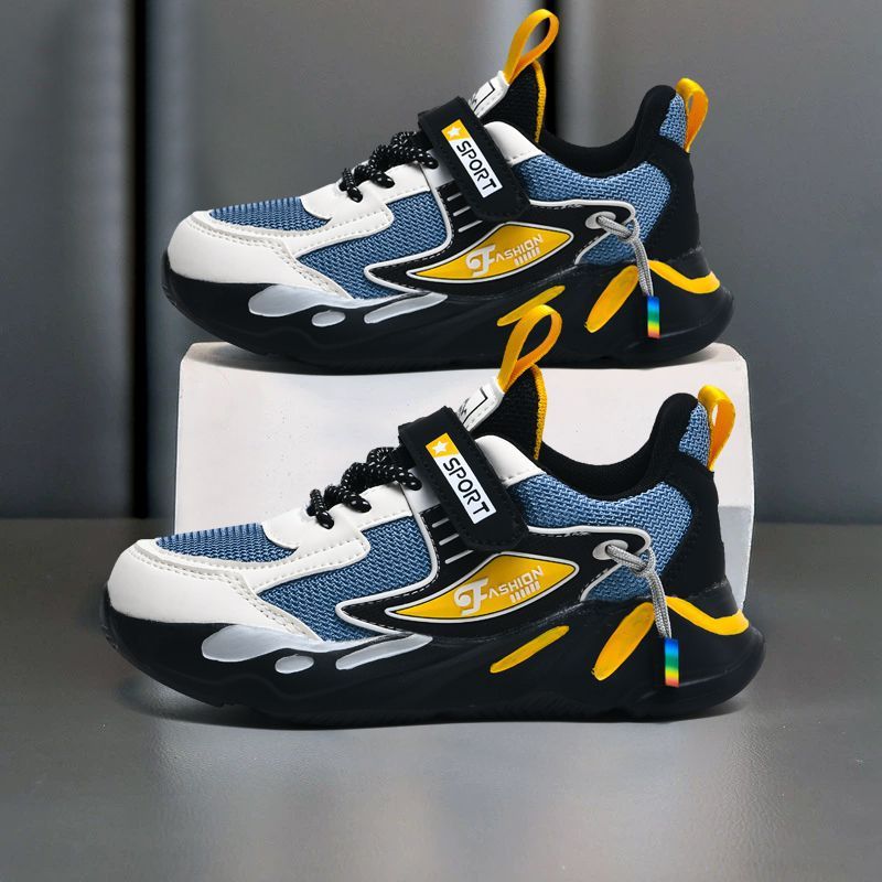 Zapatos deportivos para niños al por mayor, primavera y otoño 2024, nuevos zapatos infantiles transpirables e impermeables para correr, zapatos de cuero para estudiantes más grandes