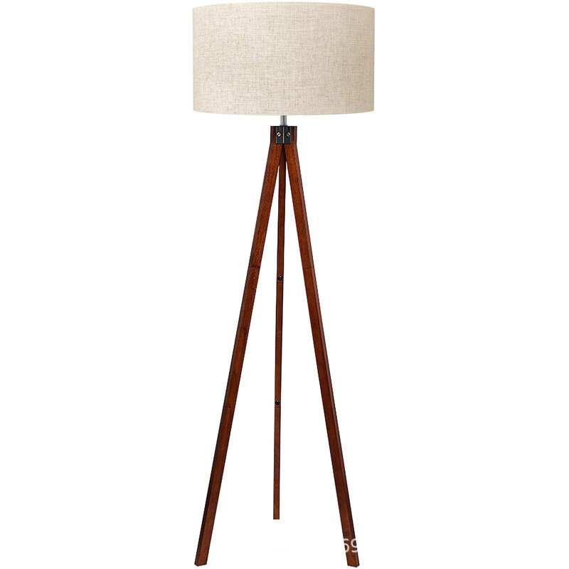 Wooden Tripod Floor Lamp, Medieval Antique-Style, Simple Design for Living Room, Bedroom, Study, Office, and Study Use