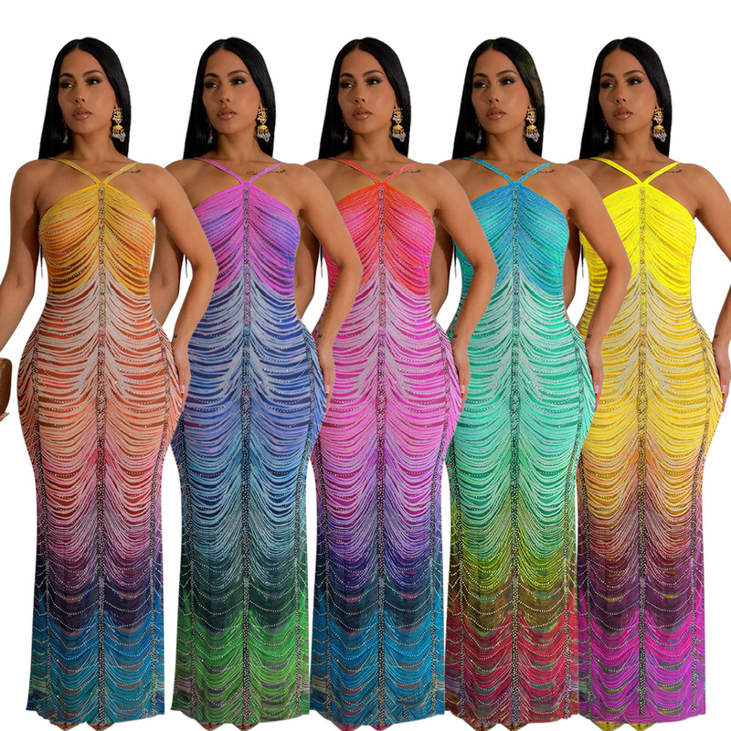 Cy901412 European and American Cross-Border Export Print New Fashion Sexy Slim Hip Dress Hot Diamond Long Skirt for Women Cy901412 European and American Cross-Border Export Print New Fashion Sexy Slim Hip Dress Hot Diamond Long Skirt for Women