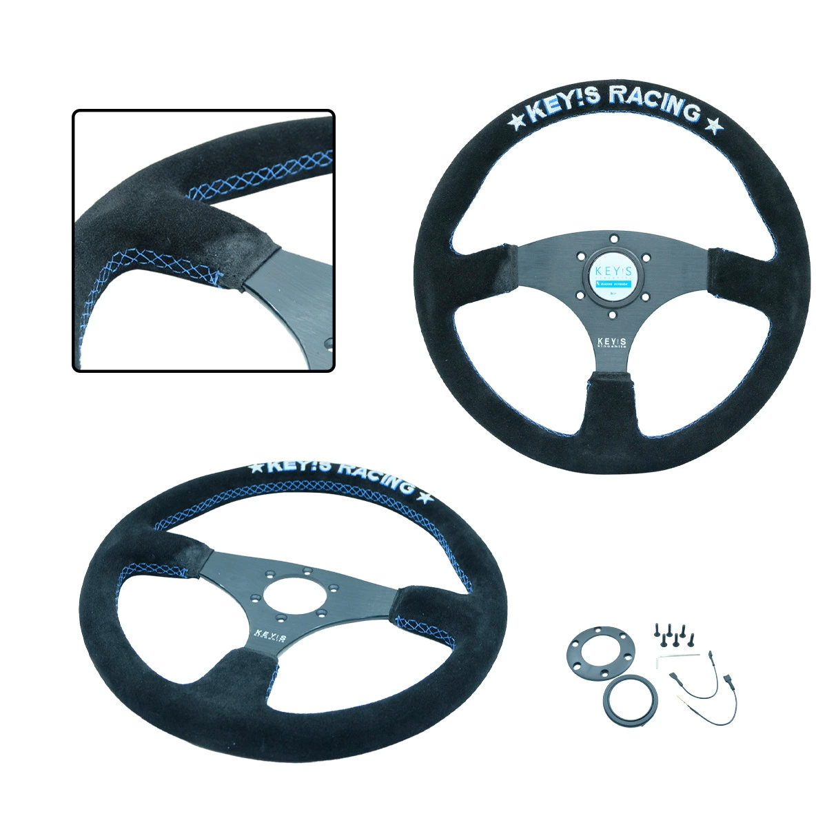 Крестовое зеркало, хит продаж 14inch KEYS, модифицированный быстросъемный руль для автомобиля, универсальный вышитый плоский гоночный руль