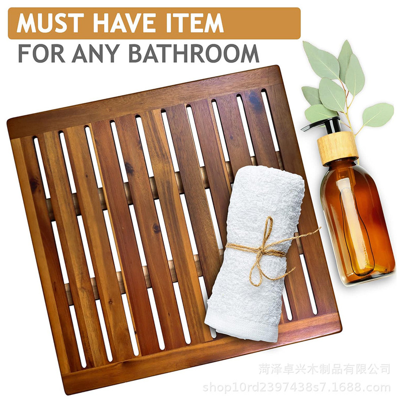 Wooden Shower Mat Acacia Wood Bathroom Mat for Bathroom Bathtub Shower Spa Garden Home Wood Floor Mat