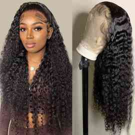 许昌真人假发头套human hair wigs deep wave13X6前蕾丝头套现货
