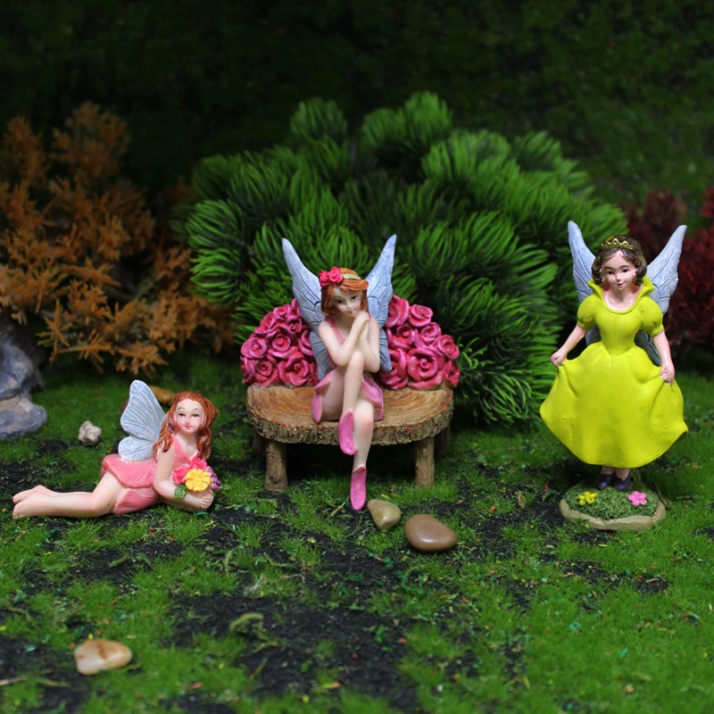 Cross-border flower fairy creative combination small ornaments micro landscape garden fairy tale decoration dwarf beautiful girl resin