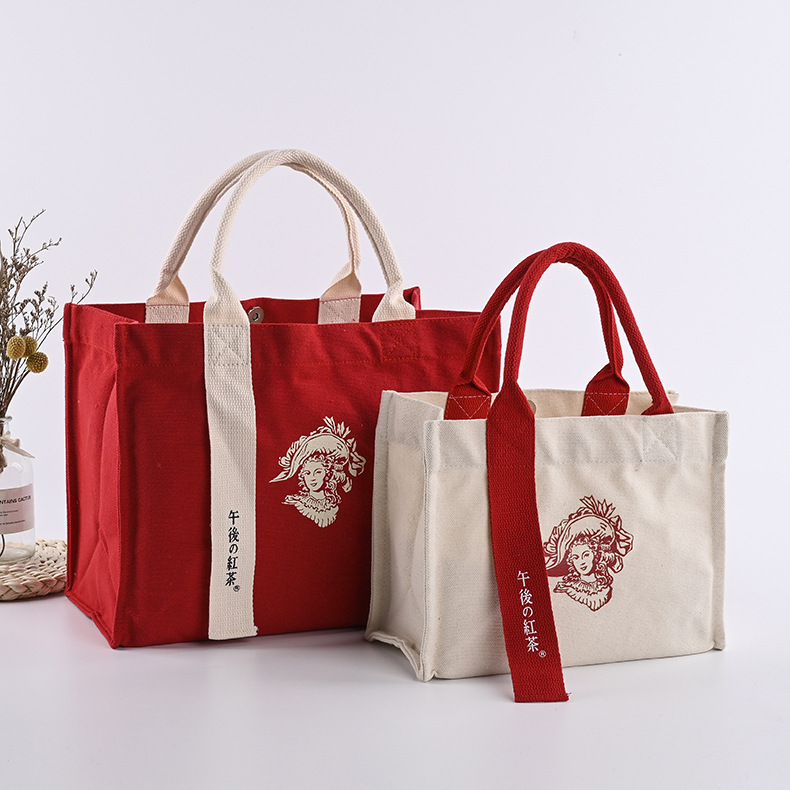 批发时尚手提单肩帆布袋彩印手提购物袋创意立体帆布袋加印logo