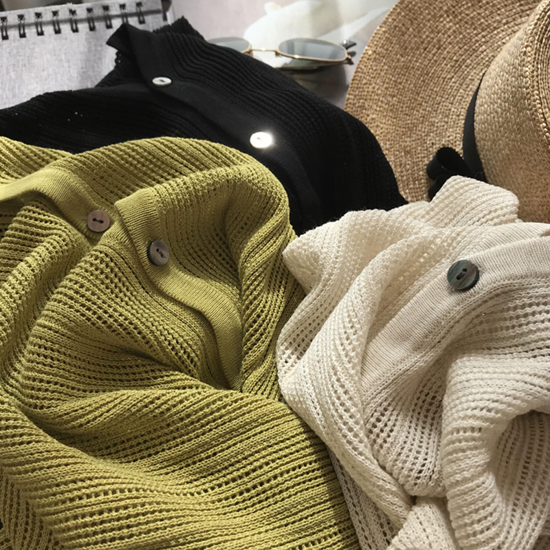 Private clothing recommended! Good color to see the explosion! High Quality Tencel Linen Hollow Thin Knitted Cardigan Jacket for Women