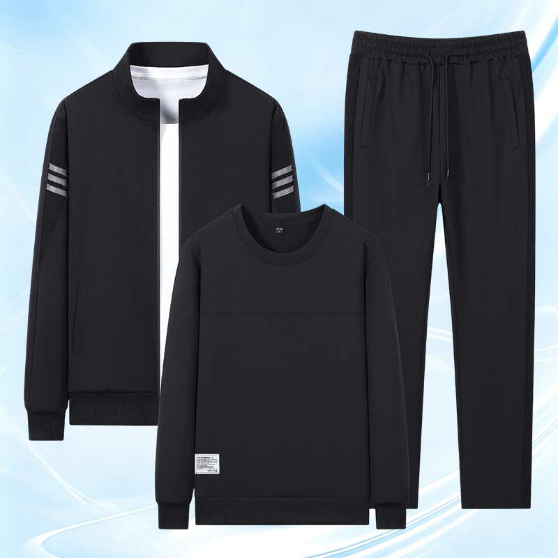 Trendy sweatpants and jacket set 2026 autumn and winter new trendy elastic sports suit breathable trendy elastic men's set