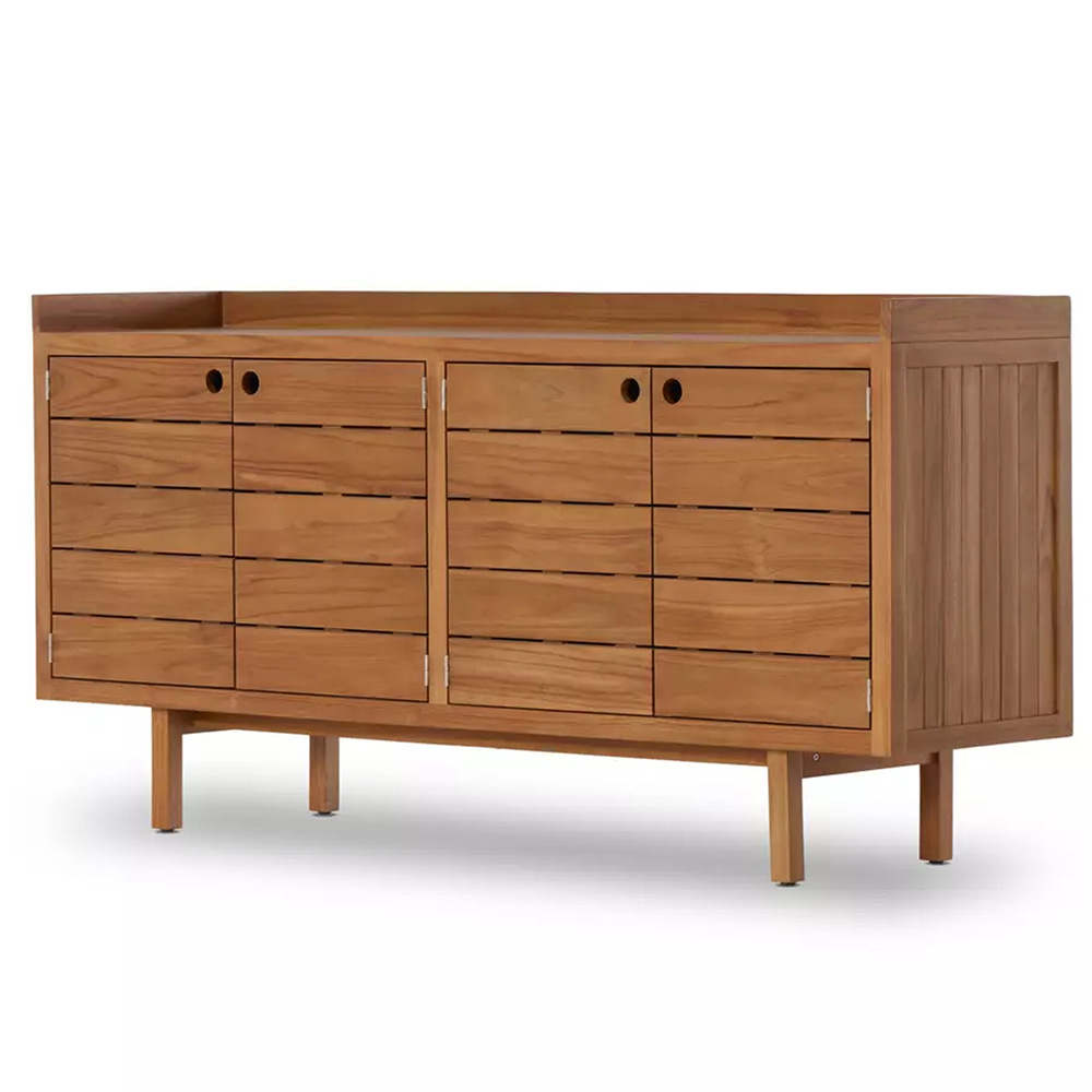 Gabinete de comedor al aire libre sala de estar Villa silenciosa viento impermeable protección solar teca retro almacenamiento al aire libre armario de madera sólida