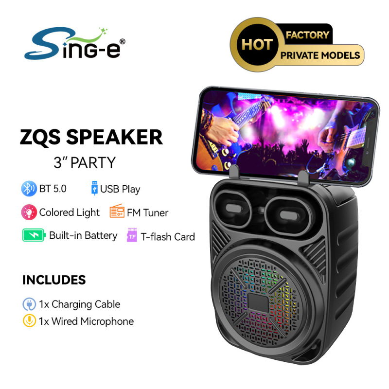 SING-E ZQS-1362 ワイヤレス Bluetooth 3inch スピーカー マイク付きポータブル携帯電話ホルダー|undefined