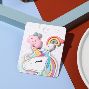 New Korean Style Ins Children's Earrings Cartoon Resin Rainbow Clouds Girl's Earrings Little Girl's Asymmetric Earrings