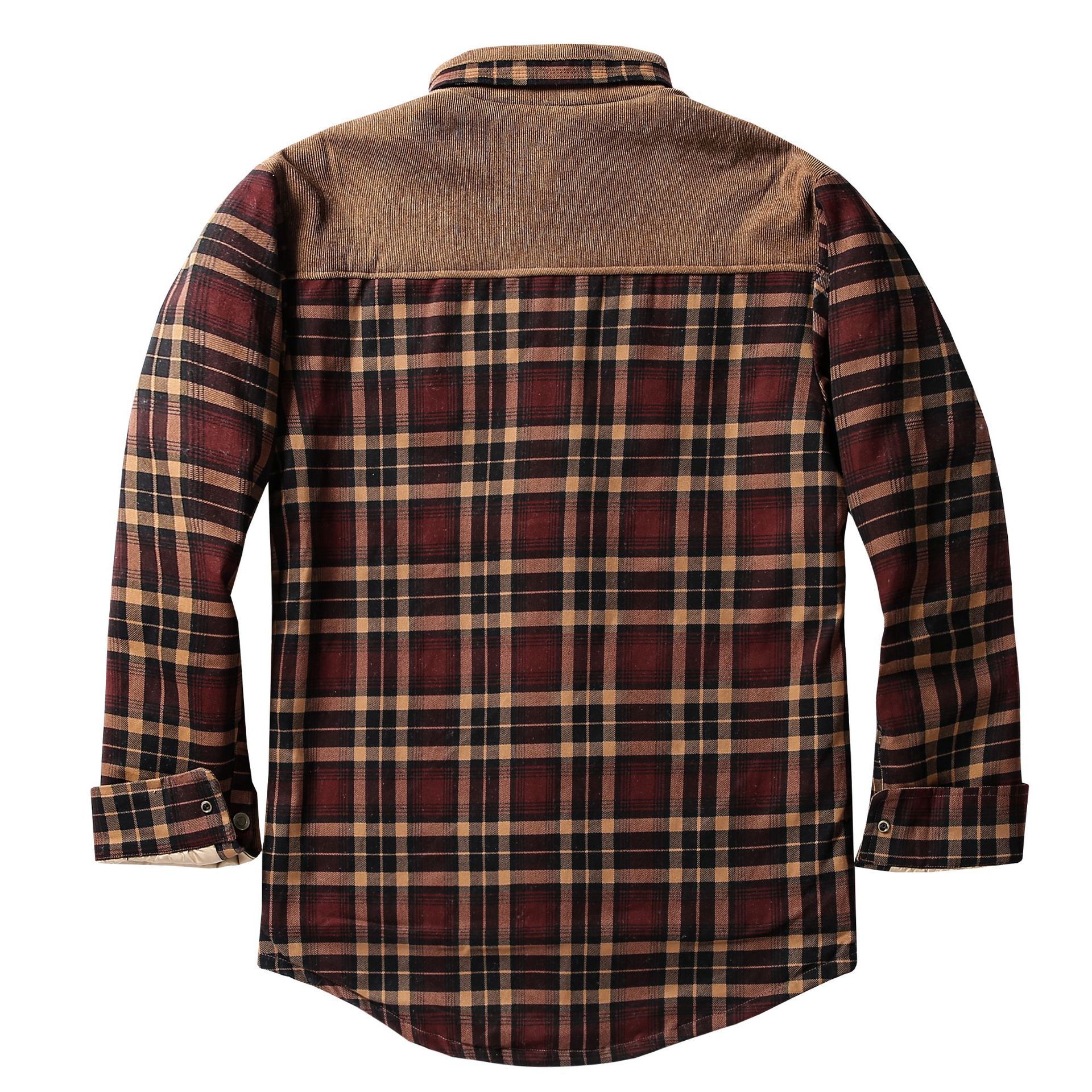 Camisa a cuadros de tamaño europeo Amazon chaqueta de hombre abrigo transfronterizo forrado de lana más tamaño Chaqueta de algodón cálido de invierno