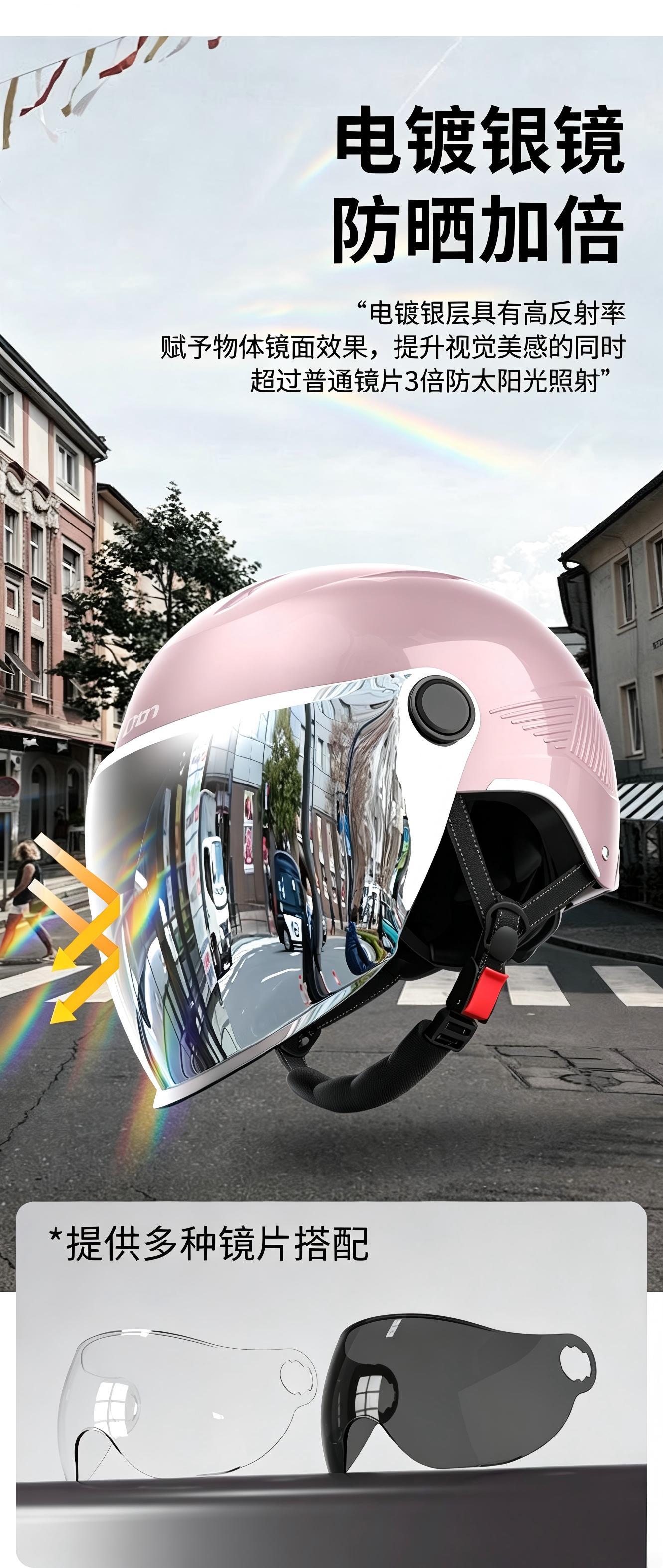 3C Certified Electric Vehicle Helmet, Summer Sun Protection and Anti-Fall, Unisex Electric Motorcycle Riding Double-Mirror Safety Helmet