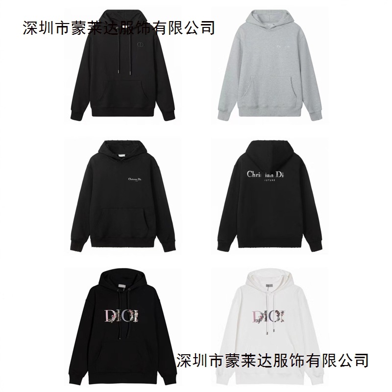 跨境代发潮牌迪D家秋冬款经典字母刺绣休闲宽松圆领连帽卫衣现货