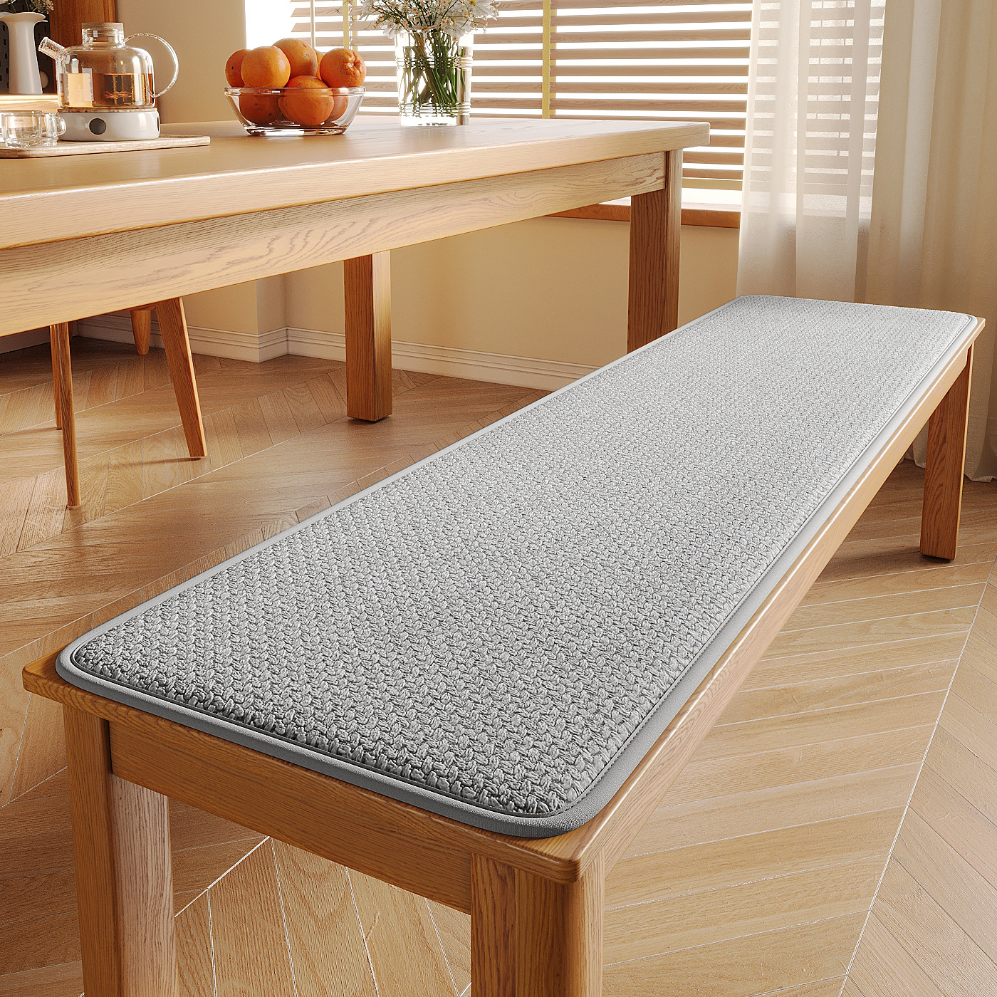 Cojín para silla, cojín largo para banco, cojín para silla de comedor de madera maciza, cojín antideslizante para las cuatro estaciones, cojín largo para banco, cojín largo para asiento. image 11