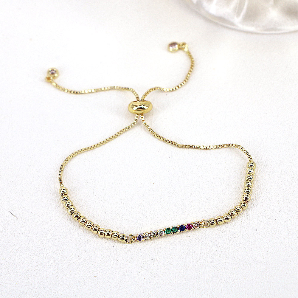 Geometric Pattern New Simple Copper Micro Inlaid Color Zircon Geometric Beaded Bracelet