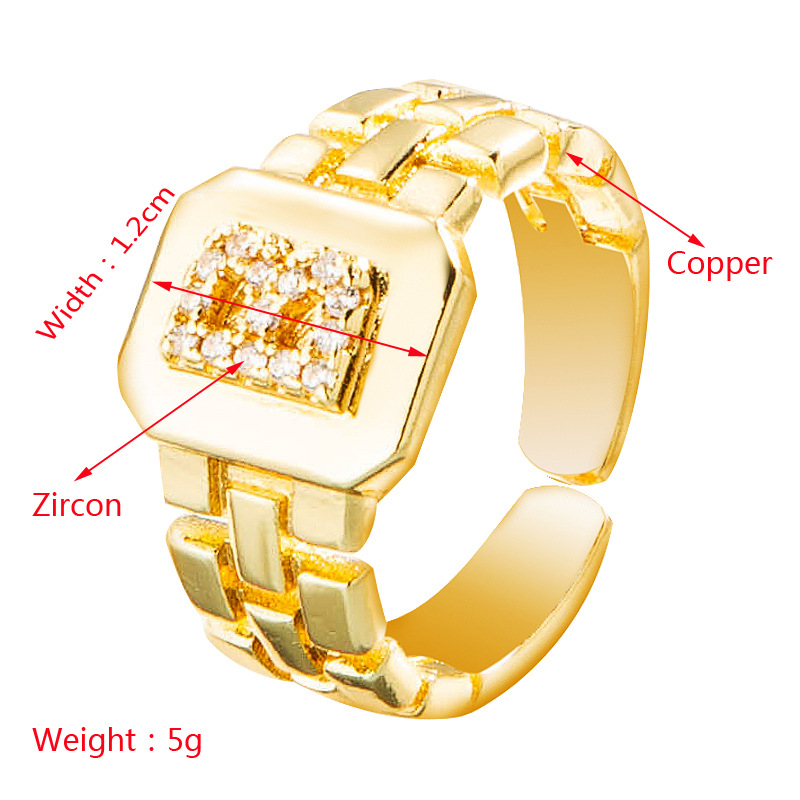 Wholesale Retro Watchband 26 English Letter Copper Gold-plated Ring Nihaojewelry display picture 33