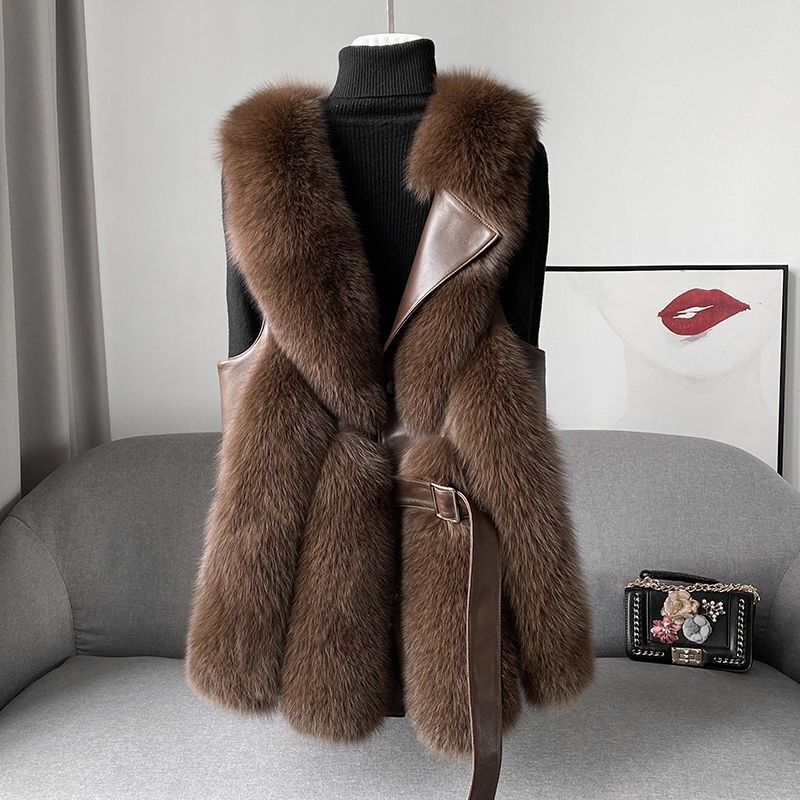 Imitation Fur Vest for Women 2025, Stylish Winter Outer Wear, Thickeneded Imitation Fox Fur Vest Jacket, Fashionable and Young Style