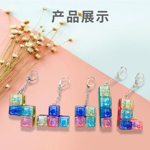 Fingertip press decompression luminous toy fingertip button Tetris four-key electronic wooden fish keychain pendant