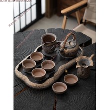 粗陶功夫茶具套装家居小型2023新款中式精致茶具茶杯艺术茶盘