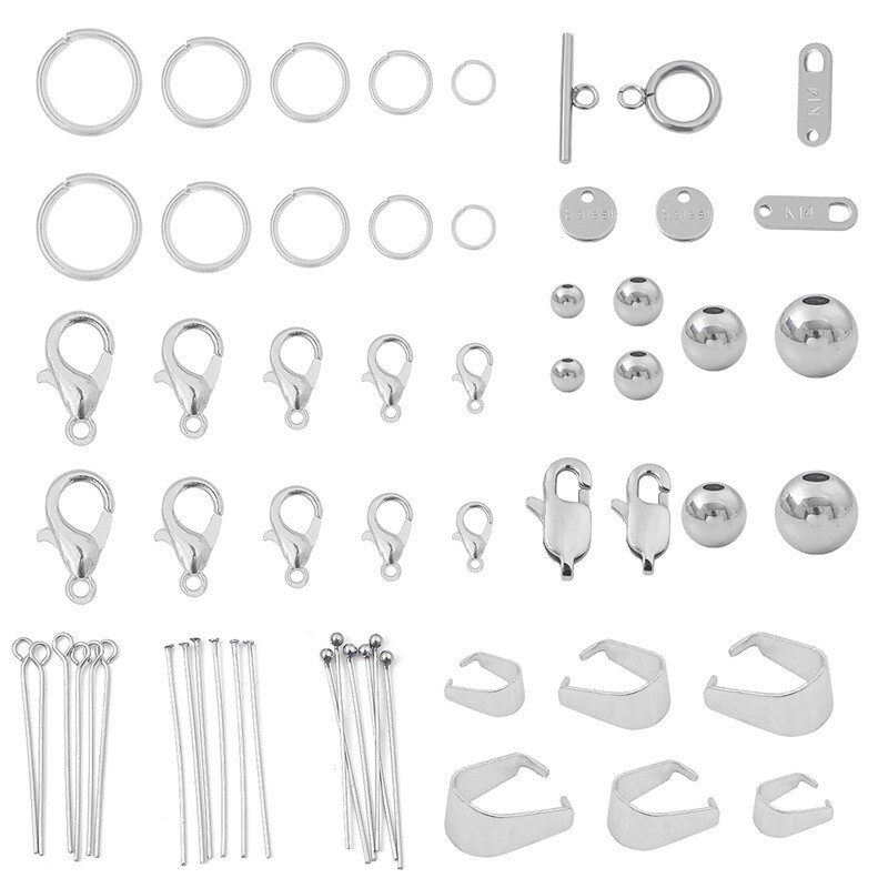 Stainless steel single ring lobster clasp closure clasp 9 pin beaded diy material bracelet necklace accessories round beads