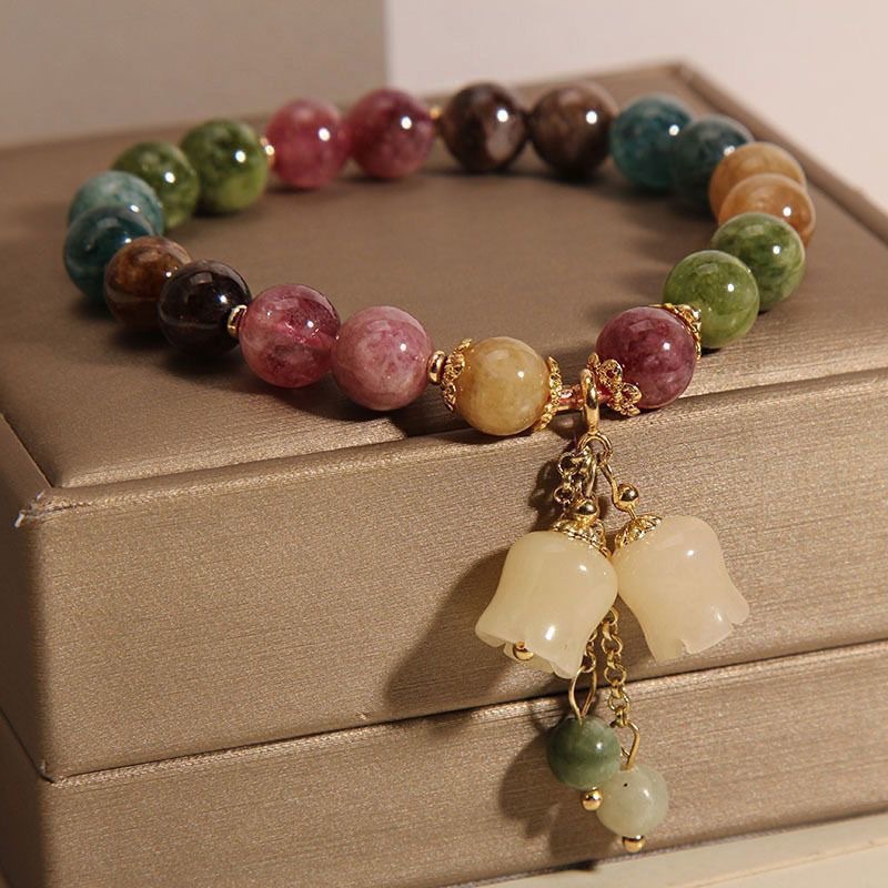 Popular colorful candy-colored jingling beaded bracelet, a niche luxury wholesale pendant bracelet for best friends.