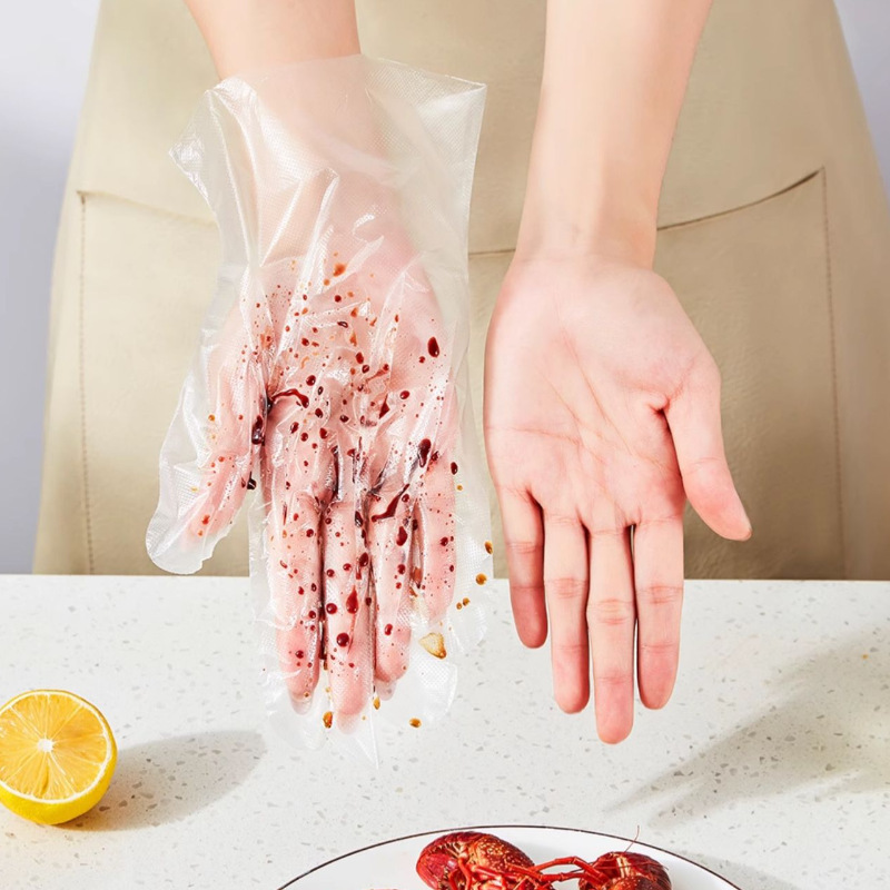 厚手の使い捨て手袋ケータリング食品ハンドマスクロブスターを食べる透明増粘耐摩耗性家庭用キッチンフィルムボックス|undefined