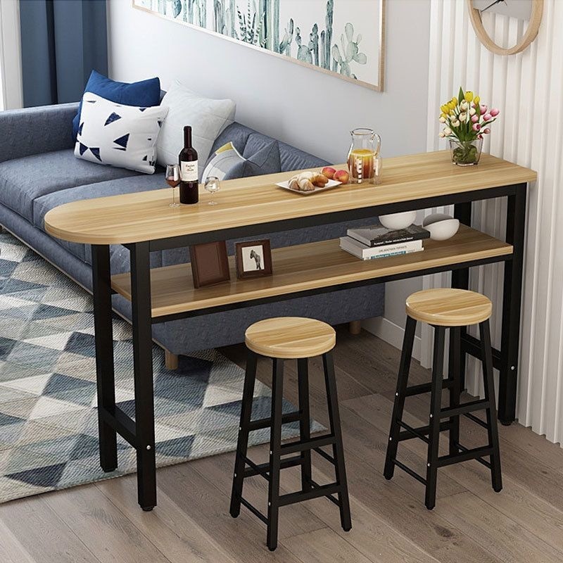 Simple modern semi-circular double-layer partition living room small bar table, home use long table, high-legged wall-mounted coffee dining table and chairs