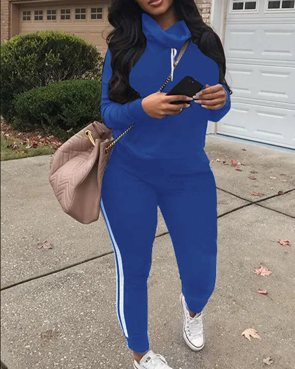 Einfarbige, lässige zweiteilige Damen-Sweatjacke mit Kapuze_voghion.com