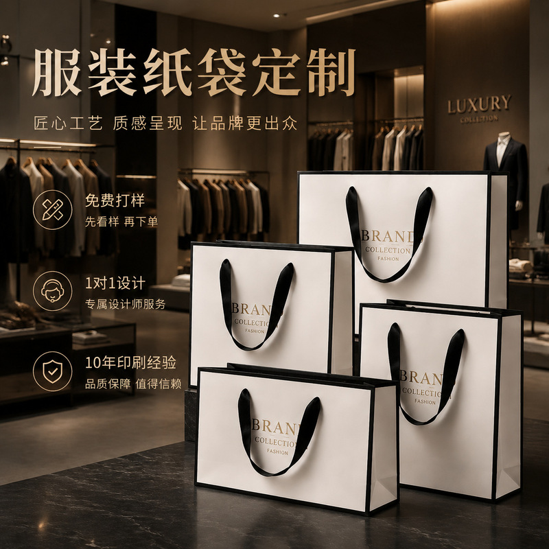 High-End Clothing Paper Bags, Custom Luxury Jewelry Paper Bags, Custom-Made High-End Gift Bags with Color Printed Logo