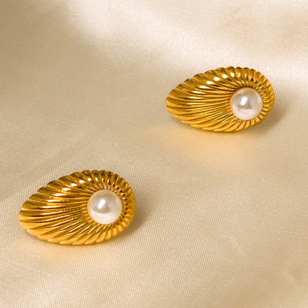 summer earrings pearl stainless steel