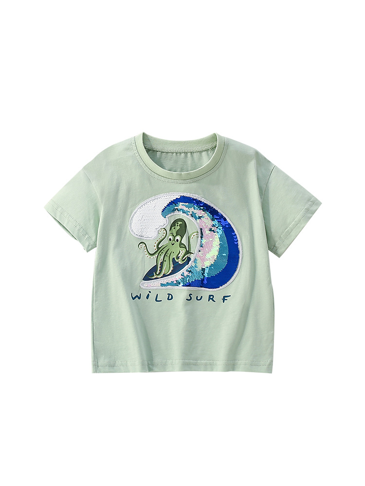 Camiseta de niño malwee transfronteriza de manga corta verano nuevo estilo europeo y americano niños pequeños y medianos cuello redondo chico guapo casual top