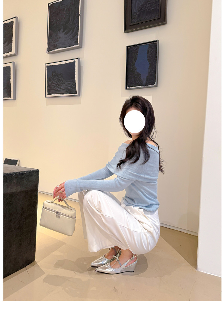 Giày Mary Jane nữ mũi nhọn đế xuồng, xăng đan bít mũi nơ bướm — Màu đen chi tiết 19