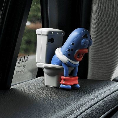Car Center Console Decoration, Creative – Car ornaments - blue-toilet-fish
