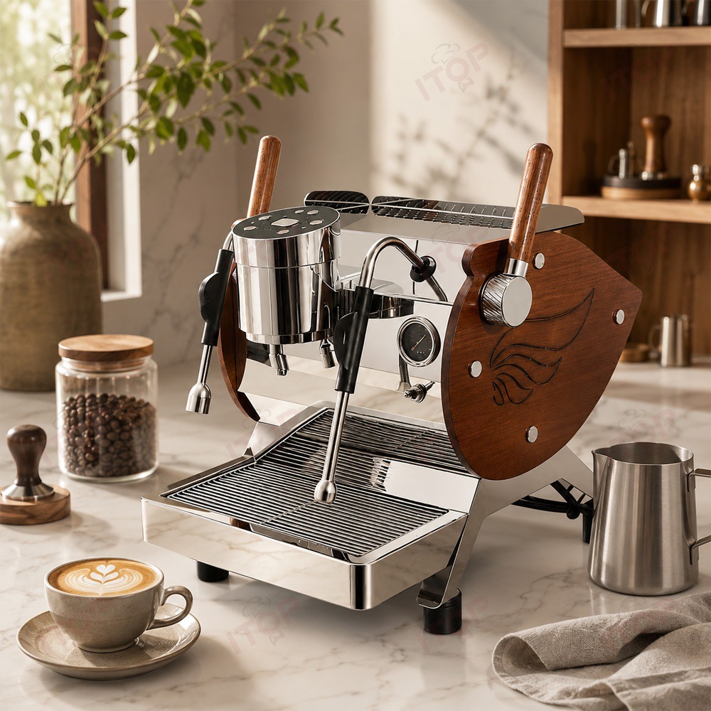 Cafetera Italiana Semiautomática Comercial de Acero Inoxidable con Control de Temperatura para Cafetería image 3