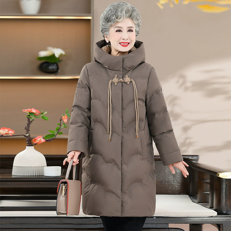 Пожилые люди зимняя одежда бабушка пуховик пожилая одежда пожилая женщина зимний высококлассный мама одежда средняя длинная куртка