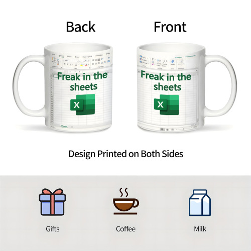 Cross-border hot-selling excel freak in the sheets white mug breakfast coffee tea cup