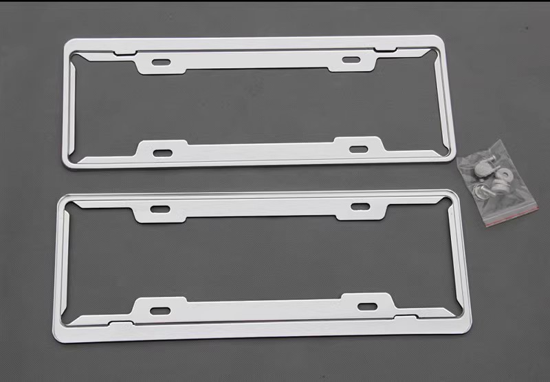 Qìchē – Stainless steel license License plate holder/license plate holder - new-regulation-license-plate-frame-aluminum-white-front-and-rear-2-pieces