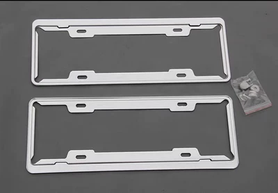 Stainless steel license plate conversion License plate holder/license plate holder - new-traffic-regulations-license-plate-frame-aluminum-leather-white-front-and-rear-2