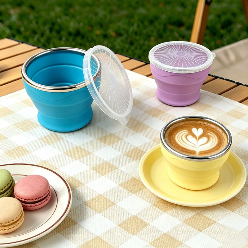 Portable Outdoor Silicone Folding Water Cup, Folding Coffee Cup, Outdoor 150ml Travel Mouthwash Cup, Retractable Storage Cup