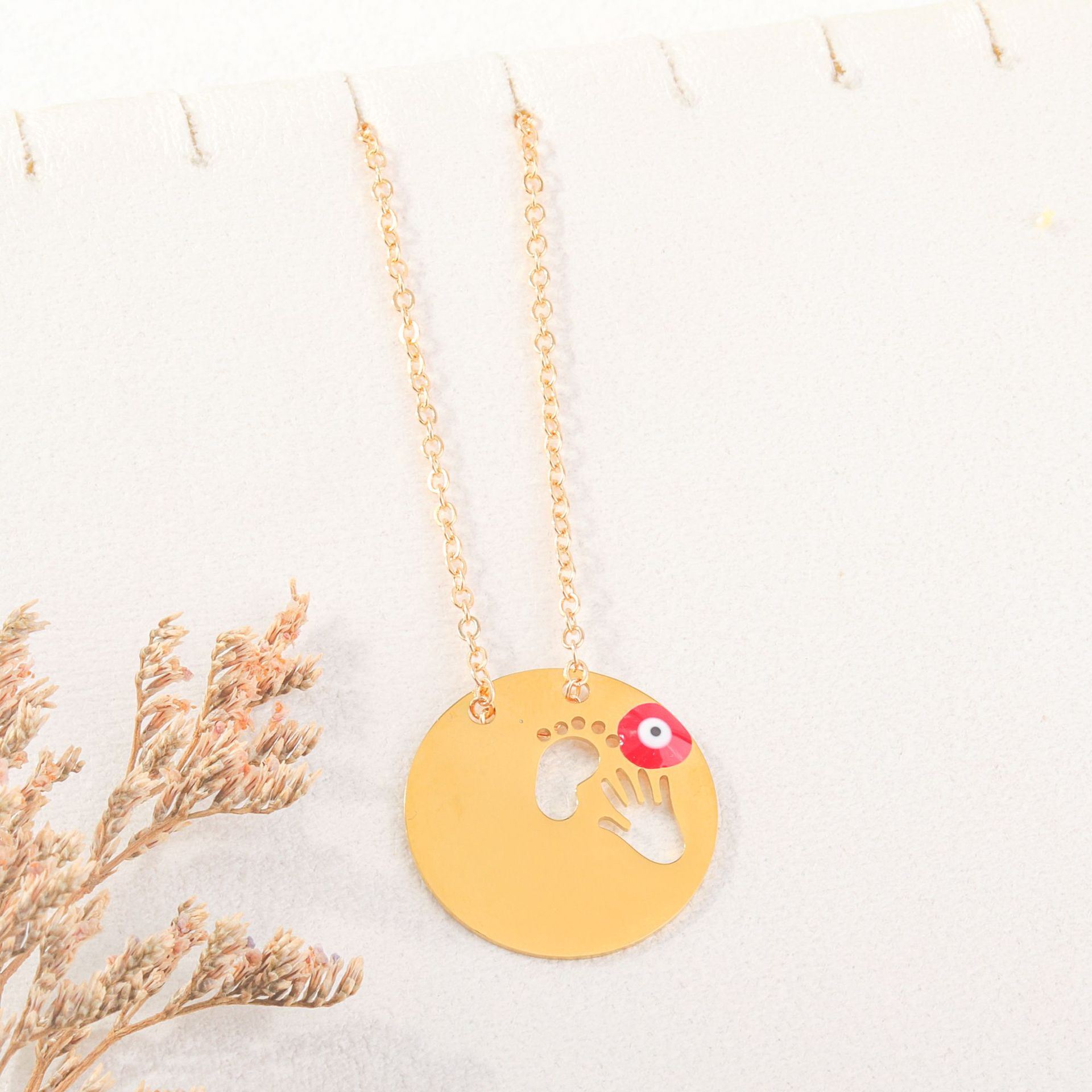 Retro Devil'S Eye Titanium Steel Plating Pendant Necklace_colorza_5