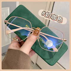 Anti-blue light and radiation fatigue glasses for nearsighted women, suitable for bare face, can be paired with high-prescription lenses, large frame reduces face size, protects eyes, stylish frame
