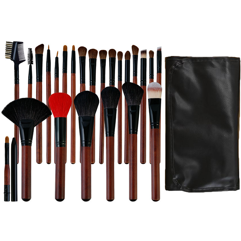 Fábrica al por mayor-blanco cremoso pinceles de maquillaje traje en forma de abanico 24 champán herramientas de maquillaje pelo sintético