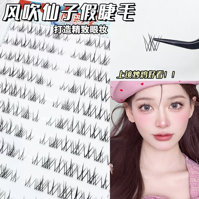 10 rows of large-capacity wind-blown fairy false eyelashes lazy novice natural photogenic single cluster segmented eyelashes